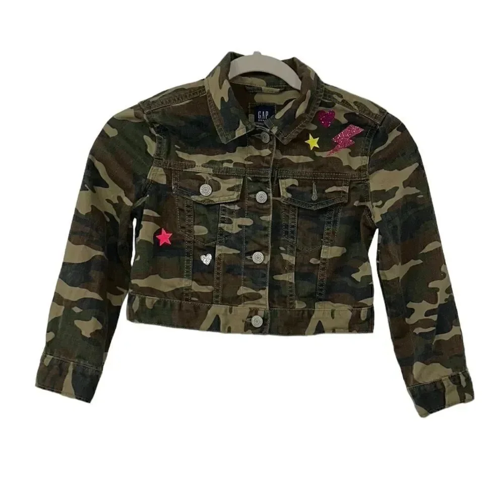 Gap Girls Camo Girls Cropped Jeans Jacket(Size Small)